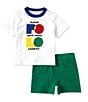Color:White/Heritage Blue - Image 1 - Baby Boys 3-24 Months Short-Sleeve Logo Jersey T-Shirt & Mesh Shorts Set