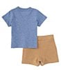 Color:Lattice Blue - Image 2 - Baby Boys 3-24 Months Short-Sleeve Polo Bear Jersey T-Shirt & French Terry Shorts Set