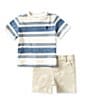 Ralph Lauren Baby Boys 3-24 Months Short Sleeve Striped Jersey T-Shirt & Chino Shorts Set, Color:Multi - Image 1