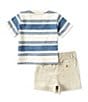 Ralph Lauren Baby Boys 3-24 Months Short Sleeve Striped Jersey T-Shirt & Chino Shorts Set, Color:Multi - Image 2