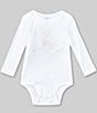 Color:White - Image 1 - Baby Girls 3-12 Months Long-Sleeve Embroidered Polo Bear Bodysuit