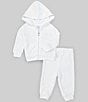 Color:White - Image 1 - Baby Girls 3-24 Months Athletic Terry Fleece Hoodie & Pant Set