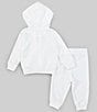 Color:White - Image 2 - Baby Girls 3-24 Months Athletic Terry Fleece Hoodie & Pant Set