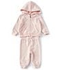 Color:Delicate Pink - Image 1 - Baby Girls 3-24 Months Athletic Terry Fleece Hoodie & Pant Set