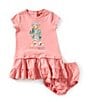 Ralph Lauren Baby Girls Puffed-Sleeve Polo Bear Tiered Jersey Dress, Color:Faded Peony - Image 1
