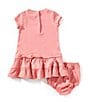 Ralph Lauren Baby Girls Puffed-Sleeve Polo Bear Tiered Jersey Dress, Color:Faded Peony - Image 2