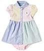 Color:Celadon Multi - Image 1 - Baby Girls 3-24 Months Short Sleeve Color Block Mesh Shirtdress
