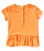 Color:May Orange - Image 2 - Baby Girls 3-24 Months Short Sleeve Polo Bear Peplum Jersey T-Shirt