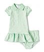 Color:Gingham Lime - Image 3 - Baby Girls 3-24 Months Short-Sleeve Polo Pony Gingham-Printed Drop-Waist Mesh Dress