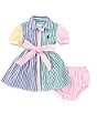 Color:Multi - Image 3 - Baby Girls 3-24 Months Short Sleeve Striped Fun Shirtdress