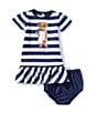 Ralph Lauren Baby Girls Short-Sleeve Striped/Polo Bear Drop-Waist Dress, Color:Boathouse/Navy Stripe - Image 1