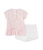 Color:Hint Of Pink - Image 2 - Baby Girls 3-24 Months Short Sleeve Tie-Dye Polo Bear T-Shirt & Chino Shorts Set