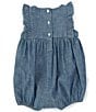 Color:Light Vintage Wash - Image 2 - Baby Girls 3-24 Months Sleeveless Chambray Romper