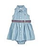 Color:Medium Wash - Image 1 - Baby Girls 3-24 Months Sleeveless Chambray Shirt Dress