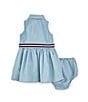 Color:Medium Wash - Image 2 - Baby Girls 3-24 Months Sleeveless Chambray Shirt Dress