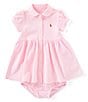Color:Carmel Pink - Image 1 - Baby Girls 3-24 Months Stripe Knit Oxford Dress & Bloomers Set