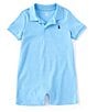 Color:Blue - Image 1 - Childrenswear Baby Boys 3-24 Months Short-Sleeve Polo Interlock Shortall