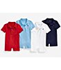 Color:Blue - Image 2 - Childrenswear Baby Boys 3-24 Months Short-Sleeve Polo Interlock Shortall