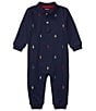 Color:French Navy - Image 1 - Baby Boys Newborn-12 Months Schiffli-Embroidered Coverall