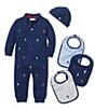 Color:French Navy - Image 3 - Baby Boys Newborn-12 Months Schiffli-Embroidered Coverall