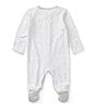 Color:Quartz Heather Multi - Image 2 - Baby Newborn-9 Months Long Sleeve Striped Footed Coverall