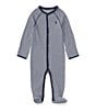 Color:French Navy - Image 1 - Baby Boys Newborn-9 Months Solid-Trim Striped Coverall