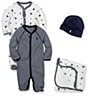Color:French Navy - Image 5 - Baby Boys Newborn-9 Months Solid-Trim Striped Coverall