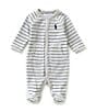 Color:Light Sport Heather/Multi - Image 1 - Baby Boys Newborn-9 Months Long Sleeve Striped Footie Coverall