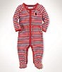 Color:RL 2000 Red/Multi - Image 1 - Baby Boys Newborn-9 Months Long Sleeve Striped Footed Coverall