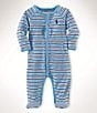 Color:Suffield Blue/Multi - Image 1 - Baby Boys Newborn-9 Months Long Sleeve Striped Footie Coverall