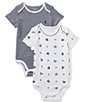 Color:Multi - Image 1 - Baby Boys Newborn-12 Months Stripe & Bear Printed Short Sleeve Bodysuit 2-Pack