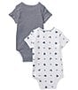 Color:Multi - Image 2 - Baby Boys Newborn-12 Months Stripe & Bear Printed Short Sleeve Bodysuit 2-Pack