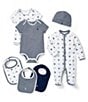 Color:Multi - Image 3 - Baby Boys Newborn-12 Months Stripe & Bear Printed Short Sleeve Bodysuit 2-Pack