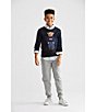 Color:Hunter Navy - Image 2 - Childrenswear Big Boys 8-20 Americana Polo Bear Sweater