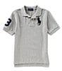 Color:Andover Heather - Image 1 - Big Boys 8-20 Short Sleeve Basic Mesh Big Pony Player Polo Shirt