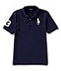 Color:French Navy - Image 1 - Big Boys 8-20 Short Sleeve Basic Mesh Big Pony Player Polo Shirt