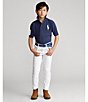 Color:French Navy - Image 3 - Big Boys 8-20 Short Sleeve Basic Mesh Big Pony Player Polo Shirt