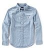 Color:Light Blue - Image 1 - Big Boys 8-20 Long-Sleeve Chambray Shirt