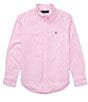Color:New Rose - Image 1 - Big Boys 8-20 Solid Long-Sleeve Oxford Shirt