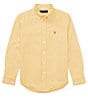 Color:Yellow - Image 1 - Big Boys 8-20 Solid Long-Sleeve Oxford Shirt