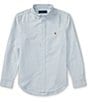 Color:Blue/White - Image 1 - Big Boys 8-20 Long-Sleeve Striped Oxford Shirt