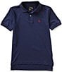 Color:French Navy - Image 1 - Big Boys 8-20 Solid Short Sleeve Stretch Polo Shirt