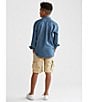 Color:Dark Blue - Image 3 - Big Boys 8-20 Long-Sleeve Denim Sportshirt