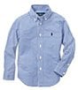 Color:Blue Multi - Image 1 - Little Boys 2T-7 Long-Sleeve Gingham Poplin sportshirt