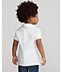 Color:White - Image 5 - Little Boys 2T-7 Short Sleeve Classic Mesh Polo Shirt