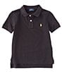 Color:New Classic Black/Basic Gold - Image 1 - Little Boys 2T-7 Short Sleeve Collegiate Mesh Polo Shirt
