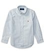 Color:Blue/White - Image 1 - Little Boys 2T-7 Striped Long-Sleeve Oxford Shirt