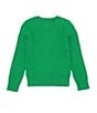 Color:Preppy Green/Bright Pink - Image 2 - Childrenswear Little Girls 2T-6X Cable-Knit Cardigan Sweater