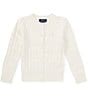 Color:Warm White - Image 1 - Childrenswear Little Girls 2T-6X Cable-Knit Cardigan Sweater