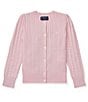 Color:Hint of Pink - Image 1 - Childrenswear Little Girls 2T-6X Cable-Knit Cardigan Sweater